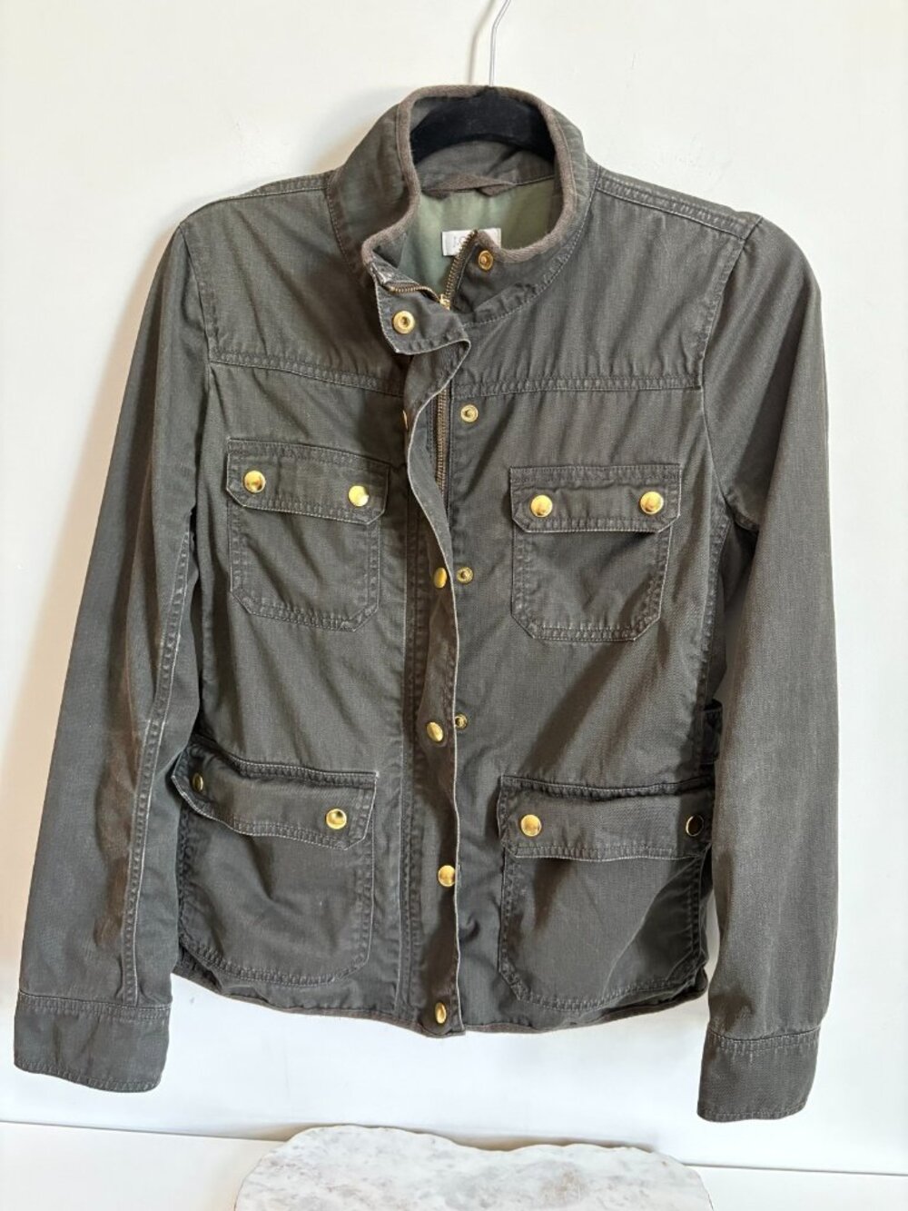 J.Crew Size S Relaxed Boyfriend Field Jacket Green Cotton Utility Coat 27584